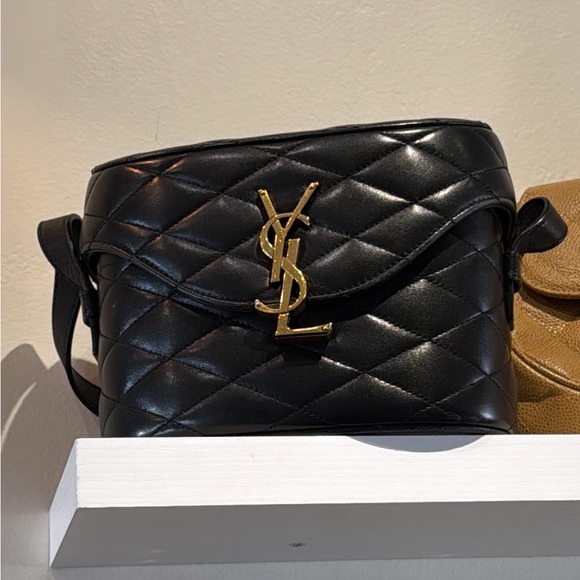 Saint Laurent Handbags - Yves Saint Laurent Black Chevron Quilted Crossbody Bag